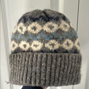 Fair isle style handKnit Beanie heavyweight wool hat